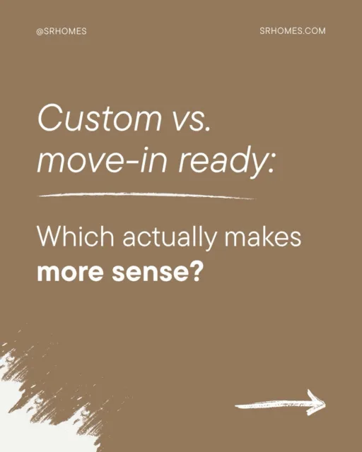 Custom or move-in ready... which one is right for you? ๐๐ก
More personalization or more convenience? There are perks to both, and the right choice really comes down to your priorities, timeline, and lifestyle.
Good thing we do both. ๐๐ Explore your options with SR Homes at the link in bio!