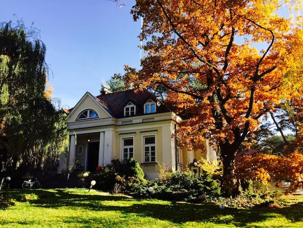 modern home in fall season